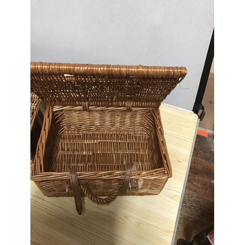 684 - 3 WICKER BASKETS  MARKED F AND M