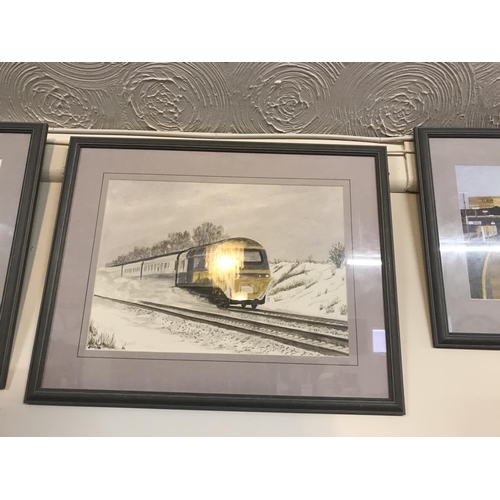 693 - 7 LTD ED STEWARD BURNLEY FRAMED TRAIN PRINTS 
(4 SIGNED TO MARGIN)