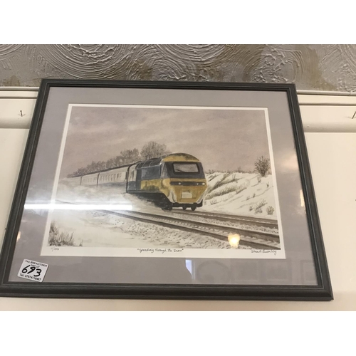 693 - 7 LTD ED STEWARD BURNLEY FRAMED TRAIN PRINTS 
(4 SIGNED TO MARGIN)