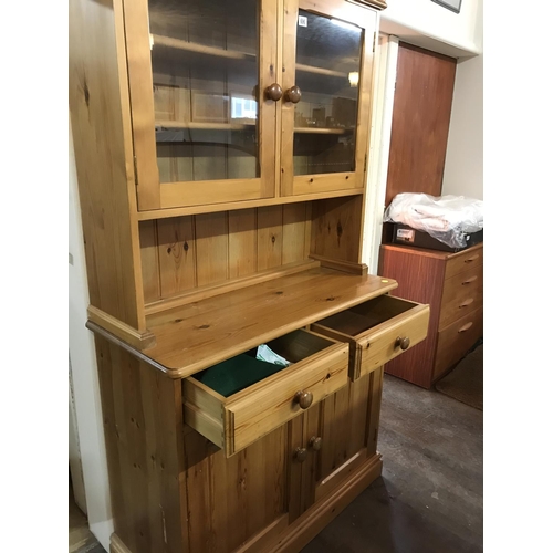 696 - GLAZED PINE KITCHEN DRESSER
H 77