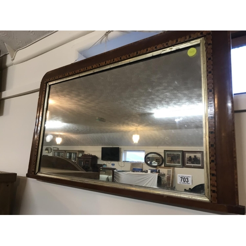 703 - VICTORIAN OVER MANTLE MIRROR A/F AN OVAL MIRROR AND A GILT FRAMED WALL MIRROR