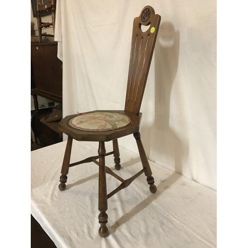 714 - EDWARDIAN STRETCHERED SEWING CHAIR