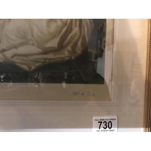 730 - GILT FRAMED PRINT SIGNED TO MARGIN - M A COX