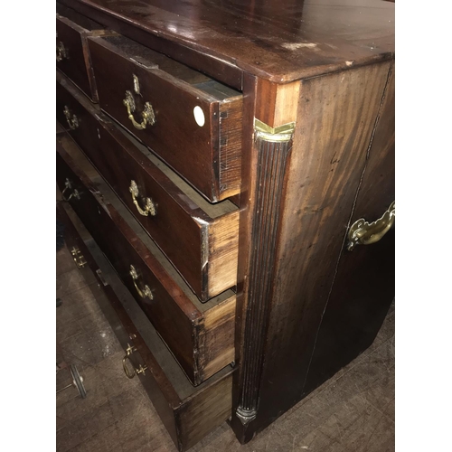 734 - GEORGIAN MAHOGANY  2 OVER 3 BEDROOM CHEST A/F
H 38