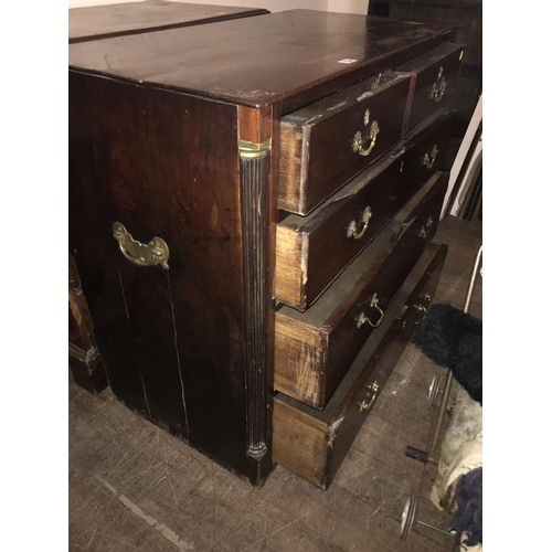 734 - GEORGIAN MAHOGANY  2 OVER 3 BEDROOM CHEST A/F
H 38