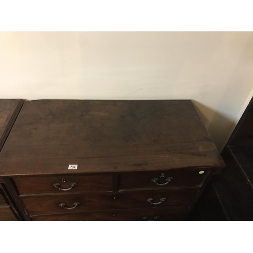 734 - GEORGIAN MAHOGANY  2 OVER 3 BEDROOM CHEST A/F
H 38