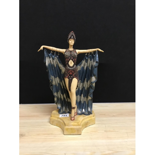 753 - REPRODUCTION ART DECO LADY STATUE