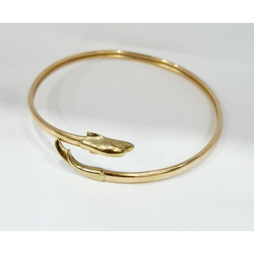 349 - 9CT GOLD DOLPHIN BANGLE