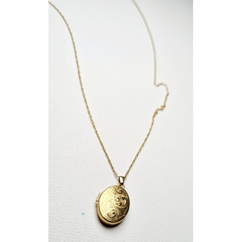 365 - SMALL 9CT GOLD LOCKET AND CHAIN 1.9 G