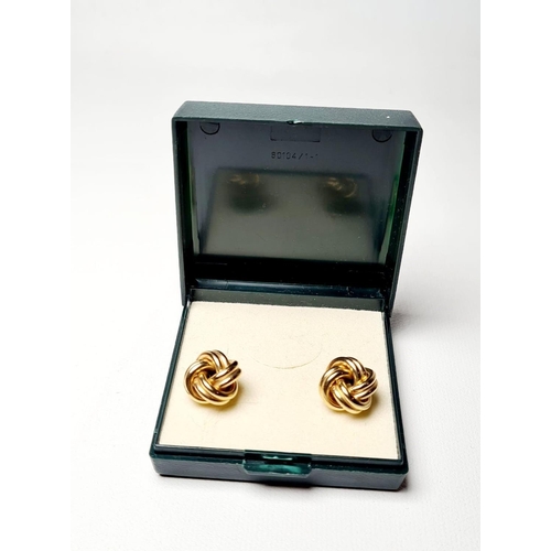 366 - PAIR OF 9CT GOLD EARINGS ON KNOT DESIGN 3.3G