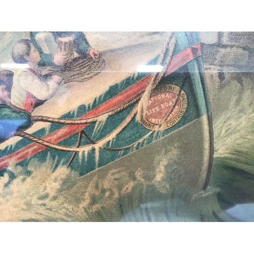 12 - VICTORIAN GILT FRAMED PRINT - LIFEBOAT AT SEA - 25