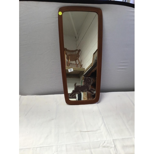 17 - RETRO TEAK FRAMED WALL MIRROR