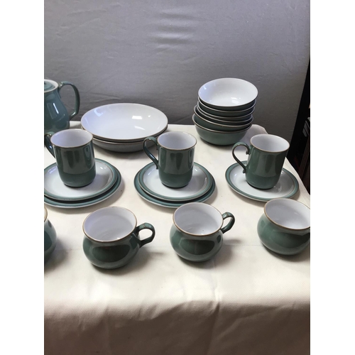 21 - MODERN DENBY WARE - 48 PEICES- PLATES, SIDE PLATES, CUPS SAUCERS, MUGS, TEAPOT ETC