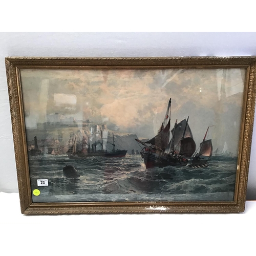 23 - VICTORIAN GILT FRAMED SEA SCENE SIGNED
R ERNEST ROE