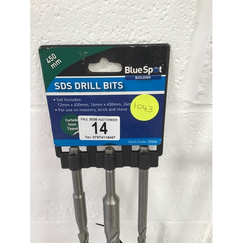 14 - SET OF NEW 1000MM SDS DRILL BITS & SET OF 450MM SDS DRILL BITS
