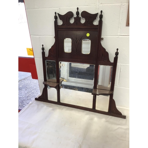 2 - EDWARDIAN MAHOGANY OVERMANTLE MIRROR - 37