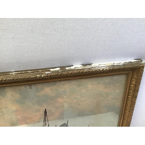 23 - VICTORIAN GILT FRAMED SEA SCENE SIGNED
R ERNEST ROE