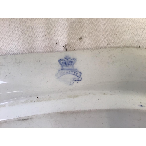 3 - 2 VICTORIAN BLUE & WHITE MEAT PLATES A/F