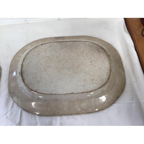 3 - 2 VICTORIAN BLUE & WHITE MEAT PLATES A/F