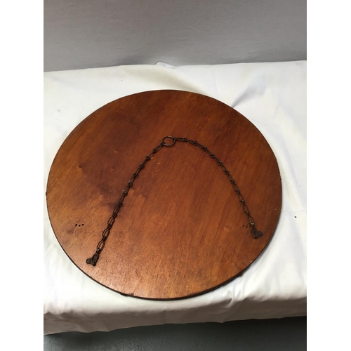 25 - ART DECO WALL CIRCULAR WALL MIRROR WITH GREEN GLASS SURROUND - DIA 20