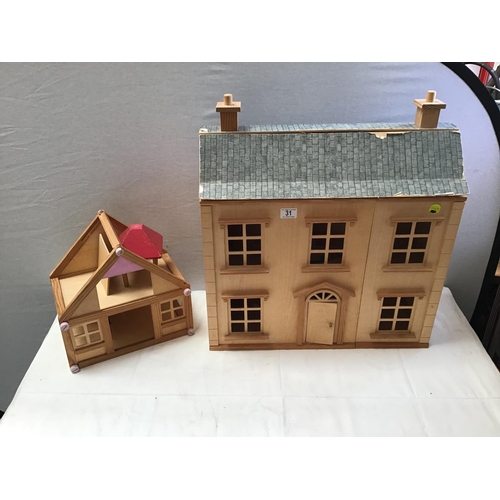 31 - 2 WOODEN DOLLS HOUSES