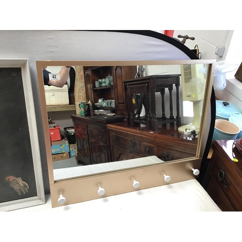 42 - 2 VINTAGE FRAMED PICTURES & HALL MIRROR