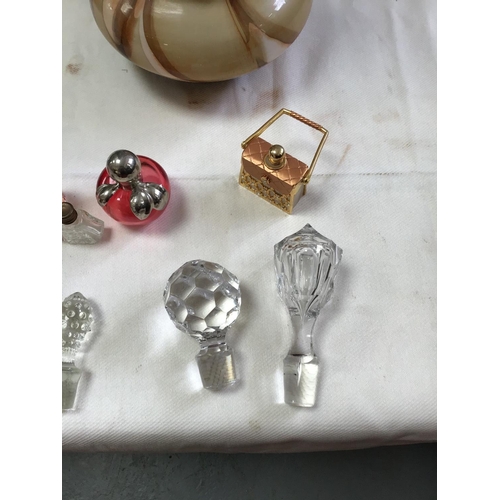 50 - QTY OF ART GLASS VASES, PERFUME BOTTLES ETC