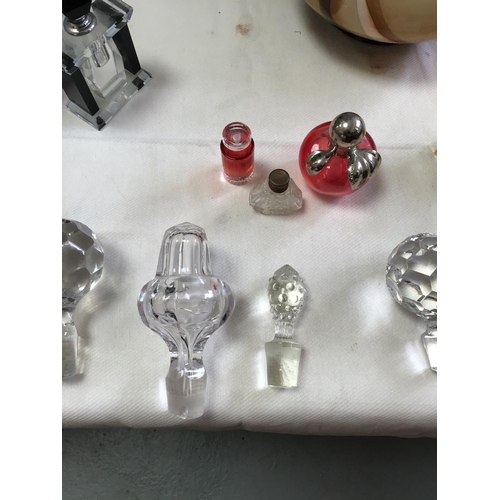 50 - QTY OF ART GLASS VASES, PERFUME BOTTLES ETC