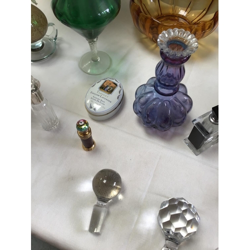 50 - QTY OF ART GLASS VASES, PERFUME BOTTLES ETC