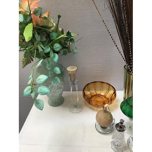 50 - QTY OF ART GLASS VASES, PERFUME BOTTLES ETC