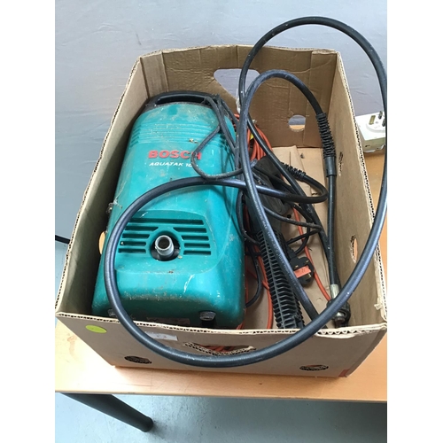 53 - 2 BOXES OF TOOLS - TO INCLUDE ROUTERS, CIRC SAW, BELT SANDER, PRESSURE WASHER ETC