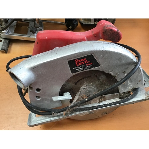 53 - 2 BOXES OF TOOLS - TO INCLUDE ROUTERS, CIRC SAW, BELT SANDER, PRESSURE WASHER ETC