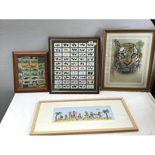 54 - QTY OF FRAMED PICTURES TO INCLUDE CIGARETTE CARDS ETC