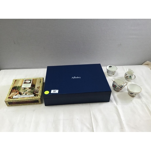 57 - QTY OF AYNSLEY ITEMS TO INCLUDE - BOXED SET OF 6 CUPS & SAUCERS ETC