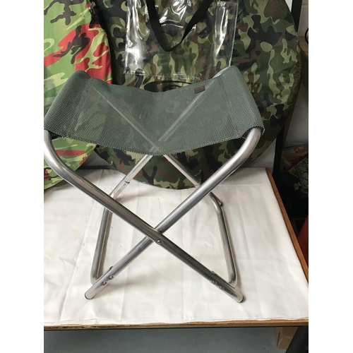 58 - 2 POP UP TENTS, FOLDING STOOL, 2 FISHING RODS