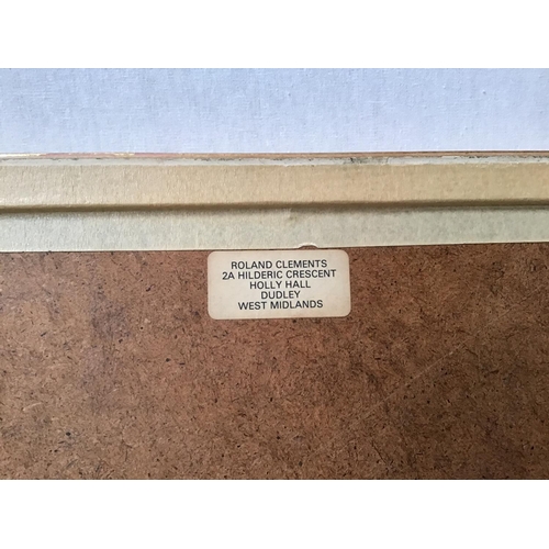 60 - FRAMED WATERCOLOUR OF WINDMILL SIGNED R CLEMENTS & FRAMED WATERCOLOUR OF CONWY NORTH WALES