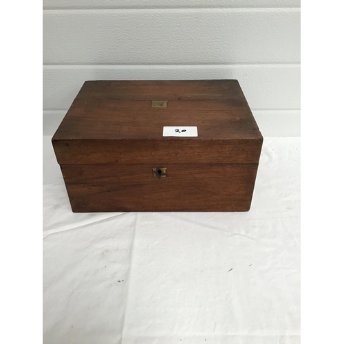 20 - VICTORIAN BRASS TRIVET, VICTORIAN COPPER KETTLE & WRITING BOX (A/F)