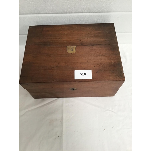 20 - VICTORIAN BRASS TRIVET, VICTORIAN COPPER KETTLE & WRITING BOX (A/F)