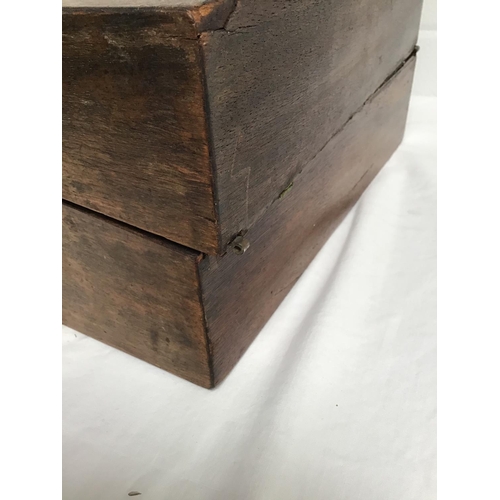 20 - VICTORIAN BRASS TRIVET, VICTORIAN COPPER KETTLE & WRITING BOX (A/F)