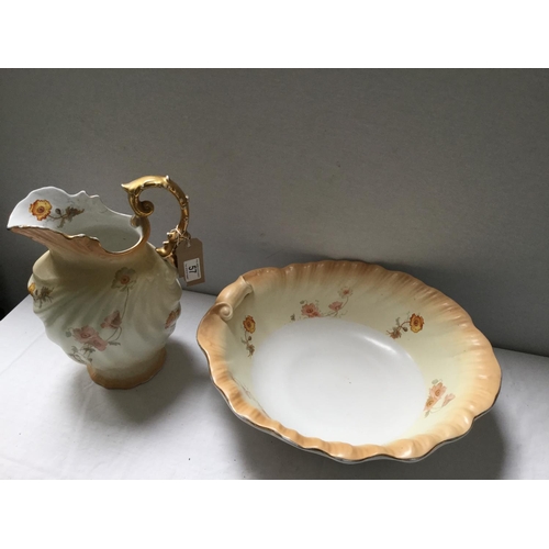 57 - VICTORIAN STAFFORDSHIRE JUG & BOWL