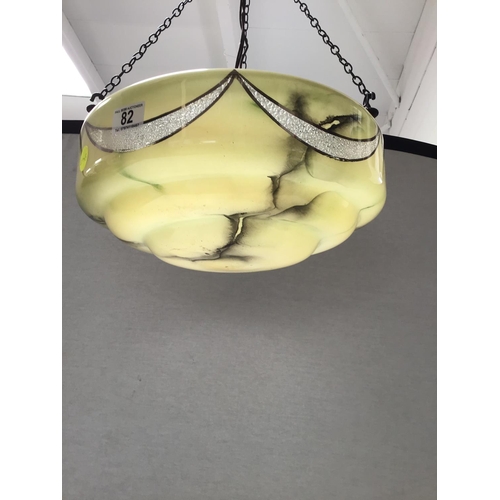 82 - ART DECO HANGING COLOURED GLASS LIGHT SHADE