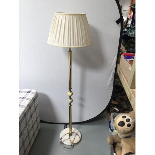 184 - ONYX AND METAL STANDARD LAMP C/W SHADE