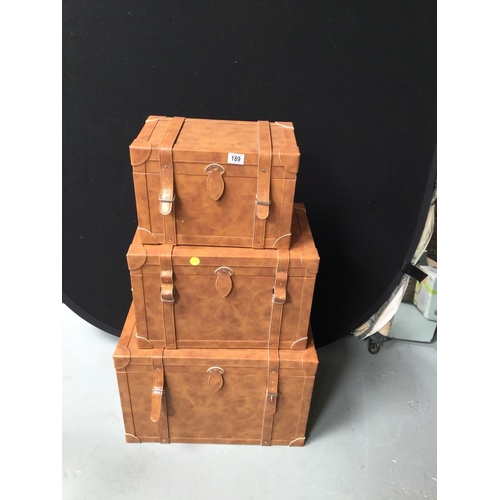 189 - SET OF 3 REPRODUCTION LEATHER CASES