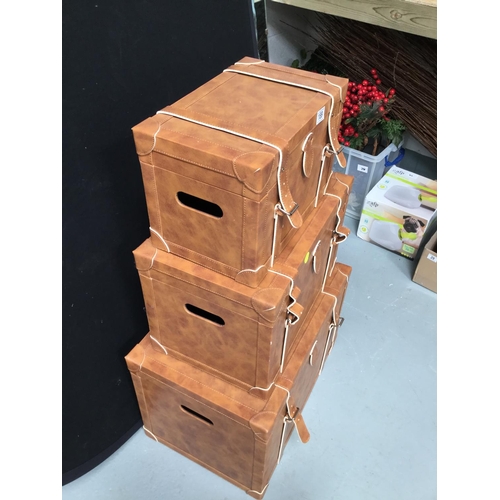 189 - SET OF 3 REPRODUCTION LEATHER CASES