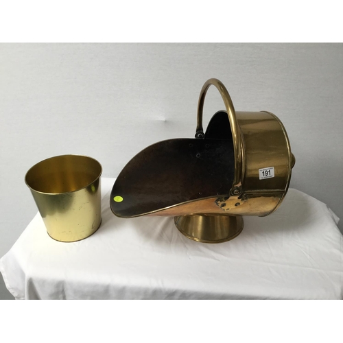 191 - BRASS COAL SCUTTLE & WASTE BIN