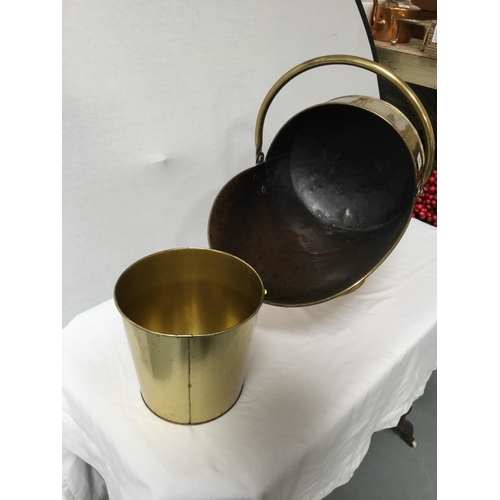 191 - BRASS COAL SCUTTLE & WASTE BIN