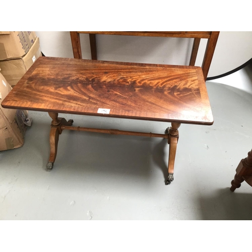 192 - VINTAGE OAK WRITING TABLE WITH DRAWER, REPRODUCTION STRETCHERED COFFEE TABLE AND ACACIA WOOD COFFEE ... 