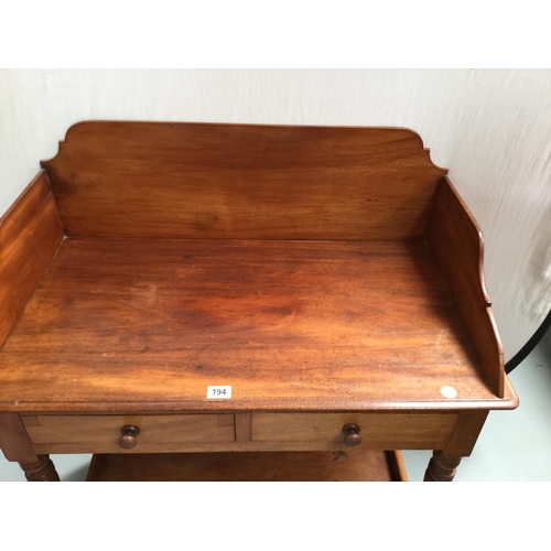 194 - VICTORIAN MAHOGANY 2 DRAWER WASHSTAND WITH GALLERY TOP
36