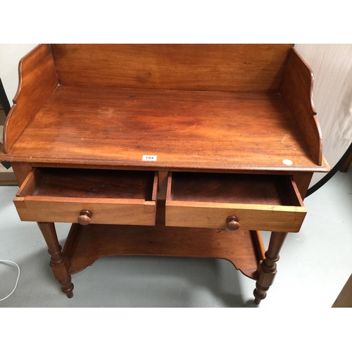 194 - VICTORIAN MAHOGANY 2 DRAWER WASHSTAND WITH GALLERY TOP
36