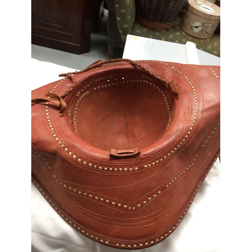 196 - RAF OFFICERS CAP AND LEATHER HAT